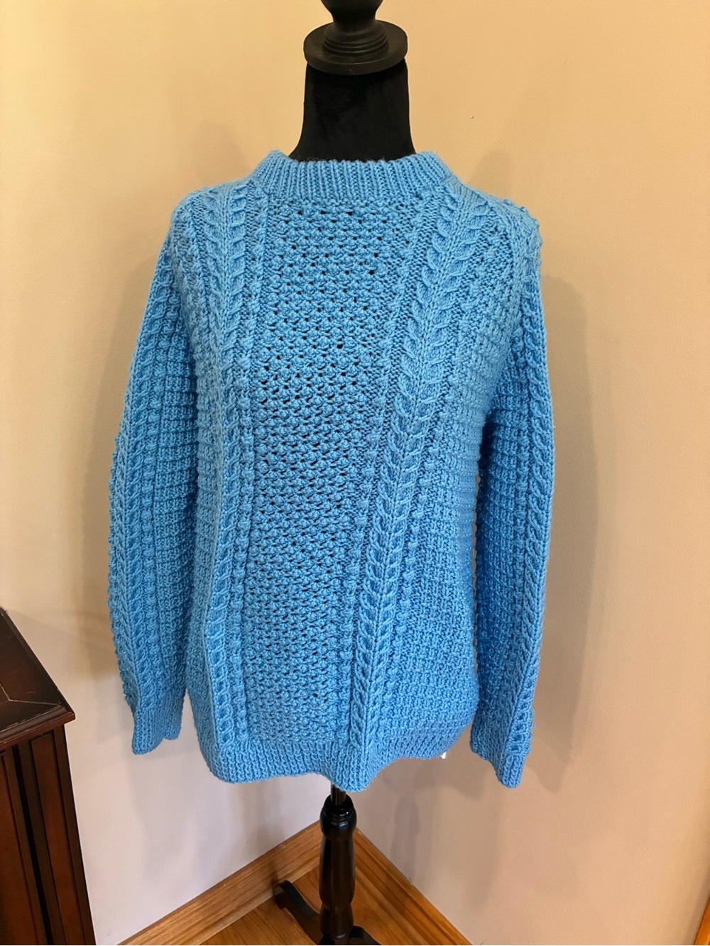 Handmade Powder Blue Cable Knit Sweater